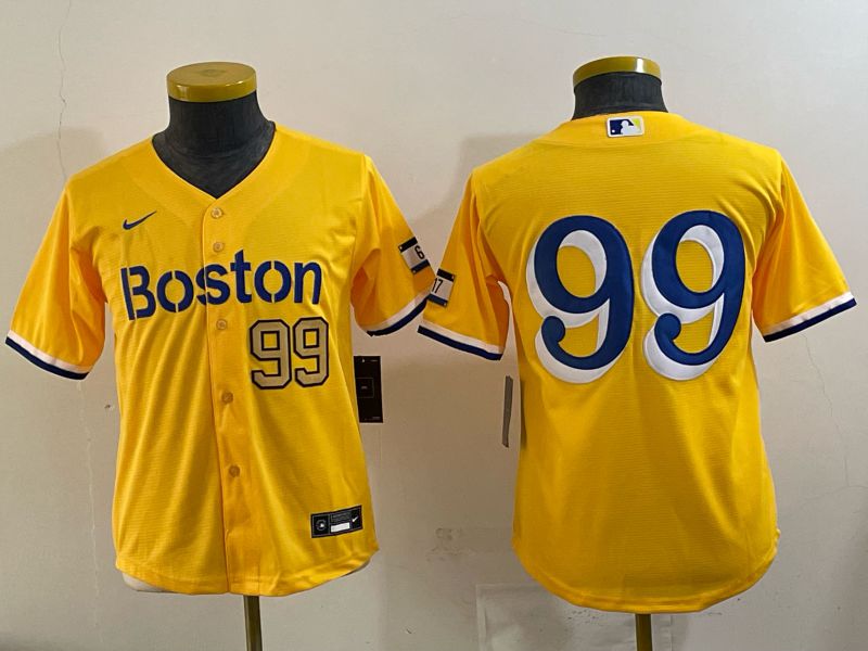 Youth 2025 Boston Red Sox #99 No Name Yellow Nike MLB Jersey 05